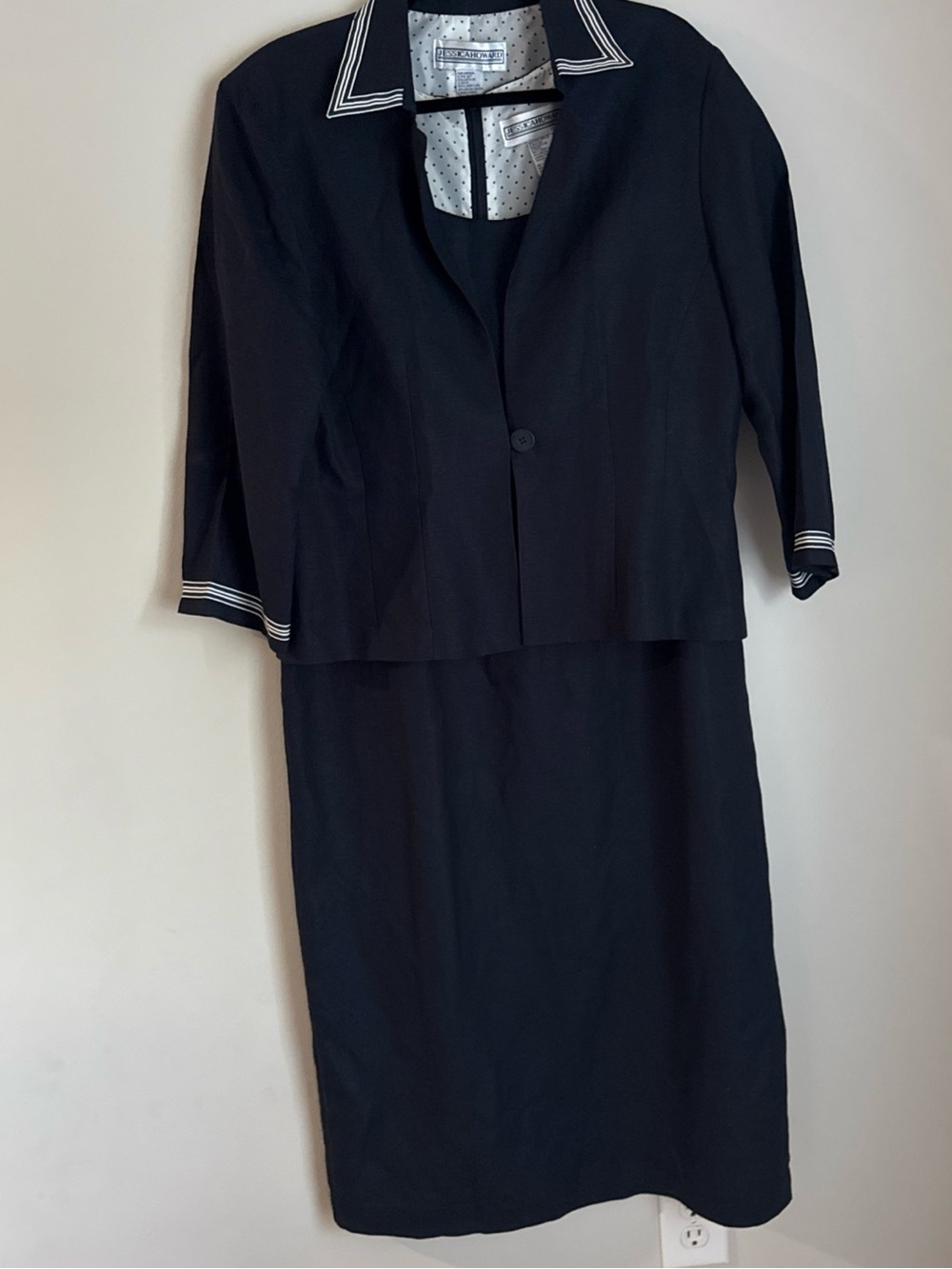 Classic Navy Women's Dress with Matching Blazer With White Trim